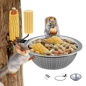Tree Mounted Squirrel Feeder With 2 Corn Cob Holders Removable Metal Bowl Squirr - Picture 1 of 6