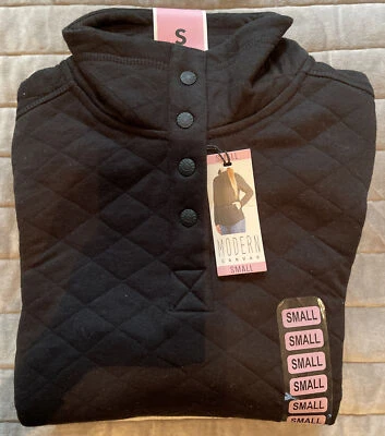 MODERNA SUDADERA JERSEY MANGA LARGA ACOLCHADA DE LONA A PRESIÓN Pequeña Negra Foto 1 de 3