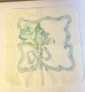Vintage Utica by Stevens "Dutch Treat" Waschlappen blau Blumen/Rolle auf weiß - Bild 1 von 4