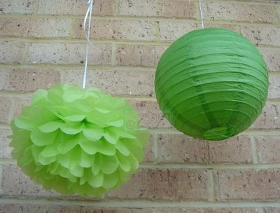 18x pompones de papel verde linternas boda baby shower aniversario fiesta decoración Foto 1 de 4