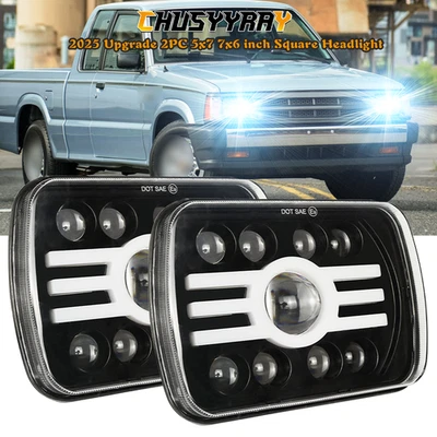 Faros LED 7x6" pulgadas haz alto/bajo DRL intermitente para Mazda B2600 1987-1993 Foto 1 de 4