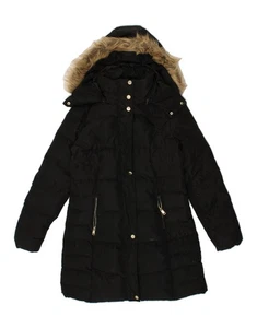 GUESS Womens Hooded Padded Coat UK 10 Small Black Polyester BO03 - Picture 1 of 3