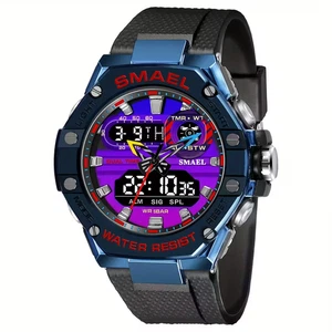 SMAEL dual display alloy Men's leisure sports watch deep waterproof night light - Picture 1 of 15