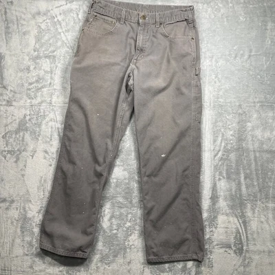 Carhartt Men's Loose Fit Straight Leg Canvas Work Pants Gray Size 34x30 - Image 1 of 4