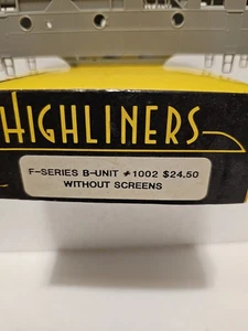 HO Highliners F Series B-unit #1002 Shell Kit Without Screens Undecorated - Picture 1 of 7