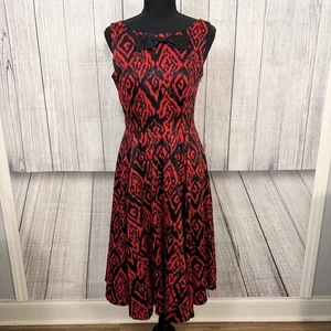 Hearts & Roses Women’s Sz 8 Red Black Fit & Flare Pinup Rockabilly Retro Dress - Picture 1 of 8