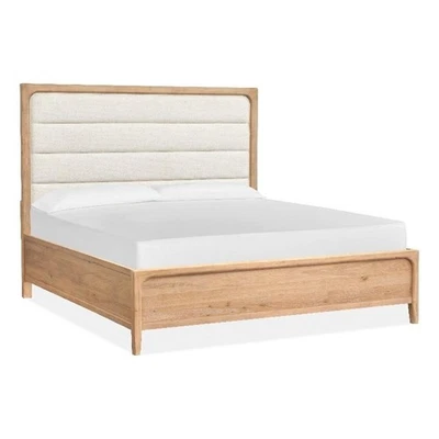 Cama Magnussen Somerset Madera Panel Queen con Cabecero Tapizado en Natural Foto 1 de 4