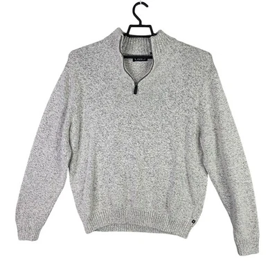 Mens Chaps Gray 1/2 Zip Knit Sweater Ribbed Cuffs & Hem Cotton Blend Size XL - Image 1 of 4