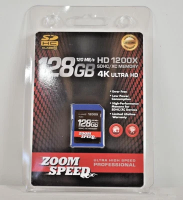Zoom Speed 128GB HD1200 X 4K ULTRA HD 120MB/S LIFETIME WARRANTY - Image 1 of 3