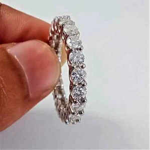 1.35Ct Round Cut Lab Grown Diamond Eternity Wedding Band Solid 950 Platinum - Picture 1 of 9