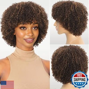 1B/30 Highlight Curly Human Hair Wig for Black Women Jerry Curly Coloured - Picture 1 of 5