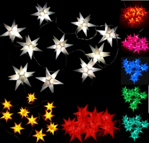 LED 10 kleine Sterne Lichterkette Sternenkette außen Außenstern Adventsstern Neu - Bild 1 von 17