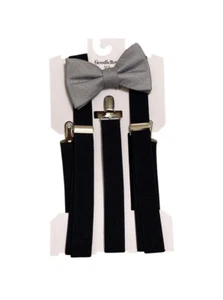 Goodfellow & Co Suspenders and Bow Tie Set Navy Blue and Gray New - Picture 1 of 6