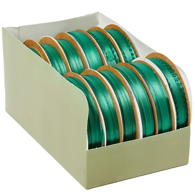 Offray Holiday Time Ribbon Green 18 feet Craft Ribbon 3/16" wide 100% Polyester - Image 1 of 4