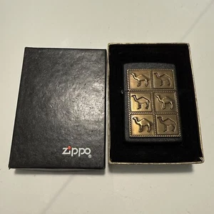 Camel Zippo - Camel Herd - Z93 - 1994 - Black Crackle W/ Brass Emblem - Unfired - Picture 1 of 5