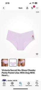 Victoria Secret No-Show Cheeky Panty Pastel Lilac XL Dog With Hearts Balloons - Picture 1 of 5