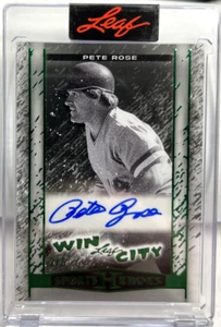 Pete Rose 2025 Leaf Metal Sports Heroes Win City Acetate Green Autograph Auto /5 - Picture 1 of 2