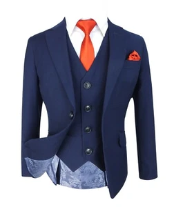 Traje de cena para niños de calce ajustado azul francés boda graduación página de comunión niño - Imagen 1 de 12