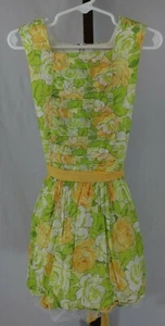 Savannah Girls Green Yellow Floral Sleeveless Holiday Spring Summer Dress Size 4 - Picture 1 of 3