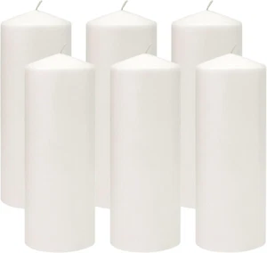 Stonebriar Unscented White Tall Pillar Candles, 80 Hour Burning Candle Pillars, - Picture 1 of 11