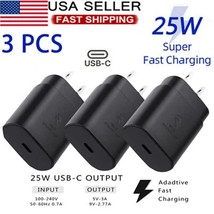 3X 25W USB Super Fast Wall Charger Black Type C For Samsung Galaxy S22 S21 S20+ - Bild 1 von 12