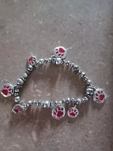 Dog Lover Puppy Dog Animal Paw Stamp Charm stretch Bracelet - Dog lover gift - Picture 1 of 2