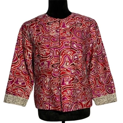 Chaqueta Chicos 1 US M/8 Rojo Rosa 100% Forrada de Seda 3/4 Sl Blazer Plateado Metálico Foto 1 de 4