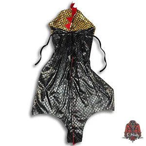 New kids super cute dragon cape with metallic gold scales and red spikes size T3 - Picture 1 of 4