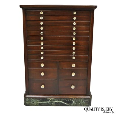 Antiguo gabinete dental médico artesanal caoba 15 cajones con base de mármol Foto 1 de 4