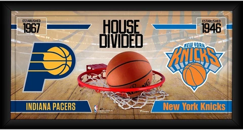 Indiana Pacers vs New York Knicks Framed 10x20 House Divided Collage Cover