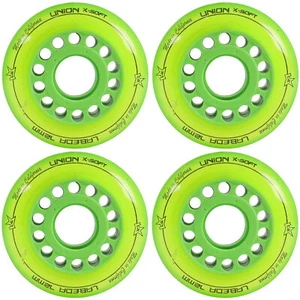 Paquete de 4 ruedas de hockey Labeda Roller Union verde 72 mm X-Soft - Imagen 1 de 3