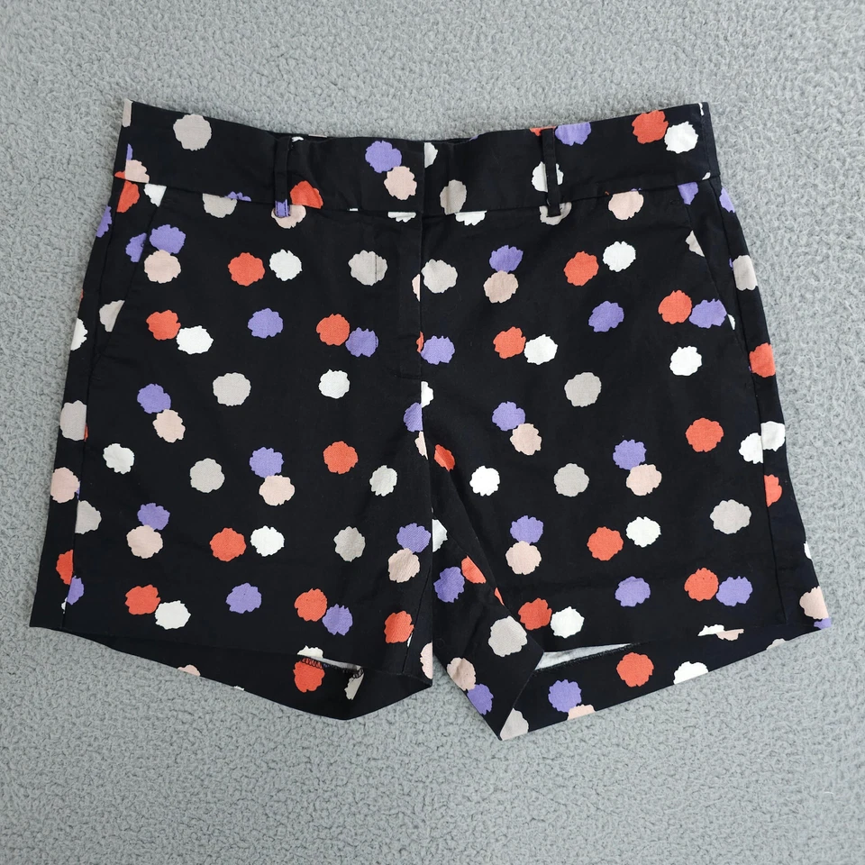 Ann Taylor Shorts Womens 6 Black Purple Splatter Dot Chino Flat Front Stretch 6" - Image 1 of 4