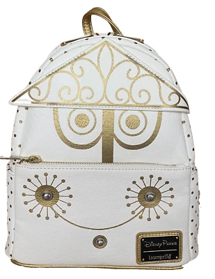 New Disney Parks Loungefly It's A Small World White and Gold Mini Backpack Bag - Image 1 of 4