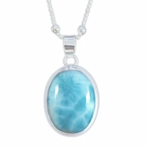 Laihas Classic Chic Oval Larimar Necklace - Picture 1 of 11