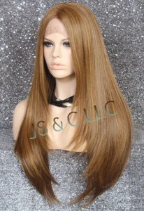 Human hair Blend Hand Tied Monofilament Full LACE FRONT WIG Blonde mix JSLY - Picture 1 of 7