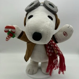 Gemmy Peanuts Snoopy Flying Ace Aviator Animated Musical Plush 12 Inch Christmas - Picture 1 of 19