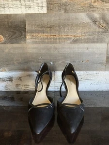 Ann Taylor D'orsay Black Suede Ankle Strap Heels Size 8M - Picture 1 of 7