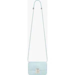 Givenchy Mini 4G Sky Blue Patent Leather Silver Logo Flap Crossbody Shoulder Bag - Picture 1 of 11