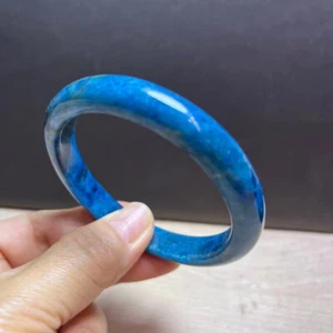 59mm Natural Gem quality Light Blue Apatite Crystal Bangle Bracelet Handmade - Picture 1 of 6