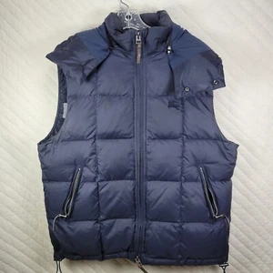 Burberry Brit Men's Novacheck Down Puffer Vest Navy Blue Zip XXL 2XL Hooded - Picture 1 of 11