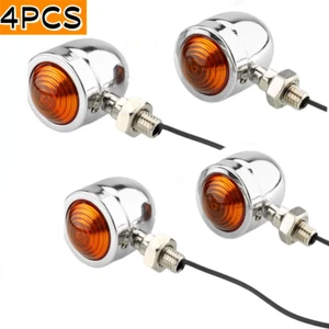 4X Motorcycle Turn Signal Light Mini Bullet Blinker Amber Indicator Light Chrome - Picture 1 of 18
