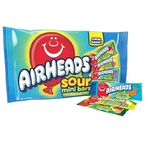 Airheads Sour Mini Candy Bars, Taffy Candy Assorted Bag, Individually Wrapped Ca - Picture 1 of 3