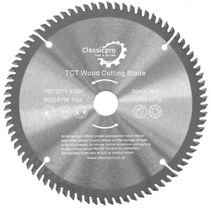 Classicpro TCT 165mm x 20mm/16mm Bore 80T Cutting Circular Saw Blade For Wood - Picture 1 of 3