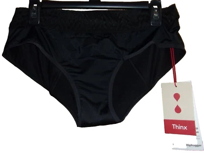THINX Moderate Absorbent Hip Hugger Panty BLACK Size: LARGE NWT $35 - Image 1 of 4