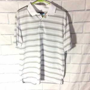 PGA Tour Performance SZ M Polo Golf Shirt White Striped Short Sleeve  (C7) - Imagen 1 de 3