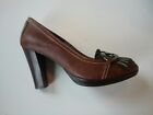QUEST? BY KENTUCKY LADIES MID/HIGH HEEL LEATHER SHOE. BROWN, SIZE 4 UK/37EU. 