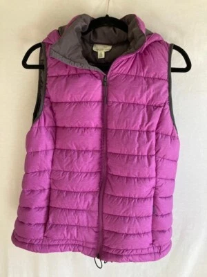Chaleco acolchado púrpura mandarina para mujer GRANDE capucha extraíble cremallera completa poliéster Foto 1 de 4
