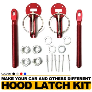 Universal Alloy Mount Bonnet Hood Pin Pins Lock Latch Kit Racing Sport Car - Picture 1 of 13