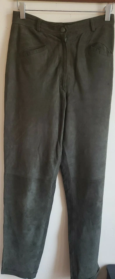 Pantalones LA PELLE FIRENZE VERA PELLE CUERO/GAMUZA Verde Talla 44/10 EE. UU. 28" Foto 1 de 4