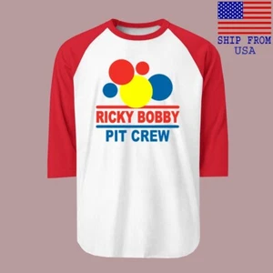 Ricky Bobby Pit Crew Talladega Nights Uomo Rosso Raglan Taglia S-2XL - Foto 1 di 1